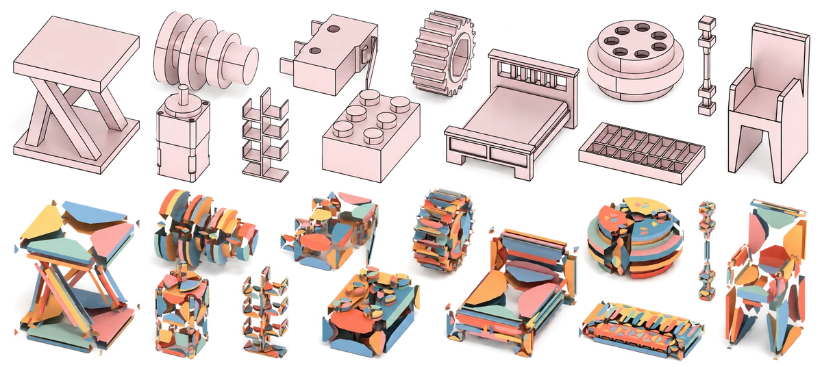 Generated CAD shapes and their colorful Voronoi half-patch representations